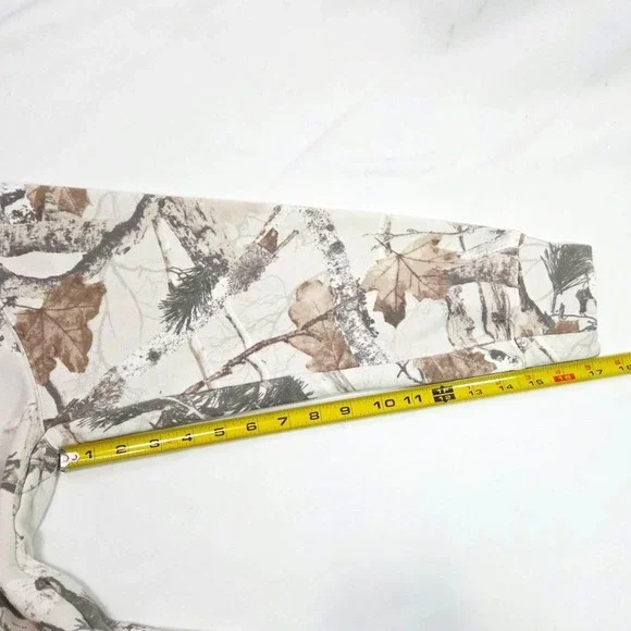 Hollister Boxy Fit Real Tree Fleece Hoodie Mens M Camo Sweatshirt Cream Y2K Zip - Picture 15 of 15